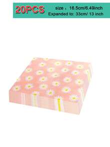 Juego de 10 piezas/Set de platos, tazas y servilletas desechables con estampado de margaritas, suministros para fiestas con tema floral, juego de vajilla para bodas, baby shower, fiestas de cumpleaños, color rosa - Multicolor - Ver 14