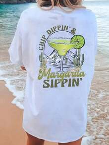 Camiseta Retro de Margarita de  para el 5 de Mayo, Divertida Camiseta de Fiesta Mexicana, Camiseta de Verano para Mujer con Estampado de Margarita para las Vacaciones de Primavera - Blanco - Ver 2