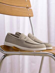Men's Classic Suede Loafers, Casual Slip-On Driving Shoes, Round Toe Flat Moccasins, Handmade Boat Shoes Old Money Chic Autumn - 卡其色 - 查看 13