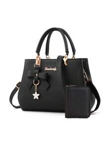 2pcs Women's Handbag Set, High-Quality Shoulder Bag, Fashionable Crossbody Bag, Casual Wallet, Best Mother's Day Gift Idea, Mother's Day Gift, Gift For Mom, Essential For Moms, Outdoor Mommy Bag, Stylish Business Casual Women Bag, Suitable For Office And Work