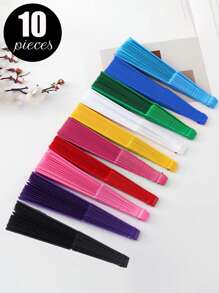 纯色多色平板舞蹈折扇手持扇夏季扇子，西班牙纯色扇子表演道具扇，适合日常居家使用，适合参加庆祝活动 - 黑色 - 查看 10