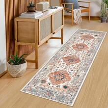 Boho Washable Area Rug Large Soft Living Room Bedroom Floor Carpet Mat Indoor Farmhouse Vintage Non Slip Accent Throw Rugs For Entryway Kitchen Dorm Dining Room - Hồng Cam - Xem 5