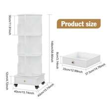 Drehbares Bücherregal mit Rollen, Drehregal Buchregal Bücherschrank mit Schubladen, Bookcase 360° frei Drehbar