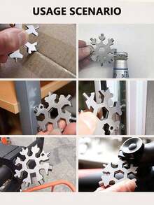 1pc 18-In-1 Stainless Steel Snowflake Multi-Tool, Bottle Opener/Flat/ Screwdriver Set/Wrench, Christmas Gift For Men - Silver - View 4