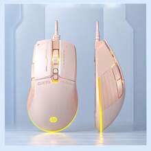 HP Mouse G210 One-Click Macro Programming | High-Precision Sensor Ergonomic Grip Durable Professional Gaming Mouse Pink With Sound