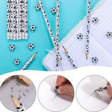 12 Pcs Sports Pencils And 12 Pcs Sports Ball Erasers Fun Wooden Pencils With Sports Eraser For Sports Themed Birthday Party Favors Office Supplies (Soccer),Christmas - White - View 8