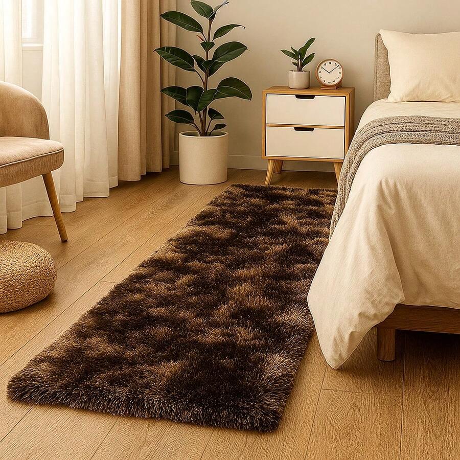 Soft Plush Extra Soft Runner Rug 2 Meters X 60 Cm - 混合棕色 - 查看 1