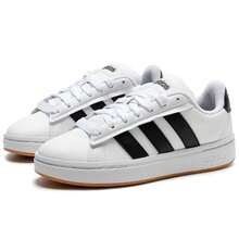 Adidas GRAND COURT ALPHA 00s 网球鞋，低帮，轻便，适合城市徒步、日常训练、休闲运动鞋，JQ2996 - 白色/黑色/樹脂黃 - 查看 3