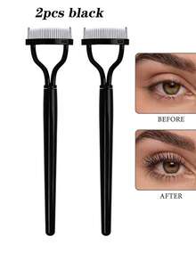 Pente para cílios 2 em 1 em aço inoxidável, escova para cílios, separador de cílios, pente para cílios com tampa, ferramentas profissionais para pentear cílios e remover grumos, ferramenta para pentear cílios em formato de leque para maquiagem dos olhos, extensão de cílios, gel para cílios, ferramenta para extensão de cílios com design curvo, conjunto de maquiagem para cílios feminino, aplicador de cílios não irritante, cria cílios perfeitos, compacto e portátil para viagens, maquiagem, barato, decoração de quarto, penteadeira, viagens, quarto, acessórios de maquiagem, barato, lembrancinhas, maquiagem, ferramentas de maquiagem, coisas baratas, presentes, presentes para mulheres, presentes de Natal