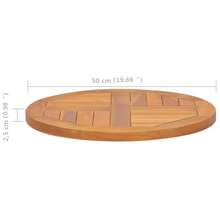 vidaXL Piano Tavolo in Legno Massello di Teak Rotondo 2,5 cm 50 cm