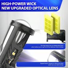 2 件 H4 LED 投影镜头车头灯汽车 LED 车头灯 Canbus 6000K 远/近光灯泡带涡轮风扇 120000LM 220W 适用于汽车/摩托车 12V