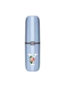 1pc Printed Rose Letter A-Z Blue Portable Toothbrush Holder, Keep Your Toothbrush Clean And Anytime, Anywhere! Travel Toothbrush Storage Box, Portable Toothbrush Cup Sleeve, Multi-Functional Toothbrush Cup, Travel Wash Cup, Toothbrush And Toiletries Storage Set, Suitable For Travel, Camping, Business Trip, School, Dorm Storage, Student Gift, Family Gift. - Blue - View 15