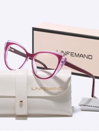  LINFEMAND 多色块拼布猫眼装饰时尚无度数眼镜，女士派对/舞蹈服装，照片配件，节日礼物