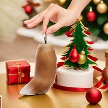 Fluffy Therian Fox Tail Keychain - Soft Fur, Realistic Colors, Durable, Perfect For Cosplay, Renaissance FairsChristmas - Cáo Mặt Trời Vàng - Xem 6
