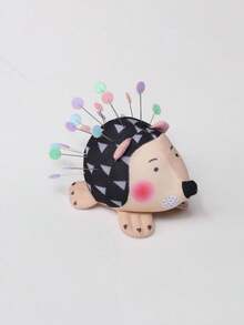 1 件可爱针垫针垫刺猬形状柔软面料针垫圆形针绗缝支架女士缝纫工艺工具 - 彩色 - 查看 3