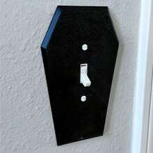 1pc Coffin Light Switch Cover, Single Toggle Switch Plate Home Decor, Spooky Halloween Switch Cover - 黑色 - 查看 1