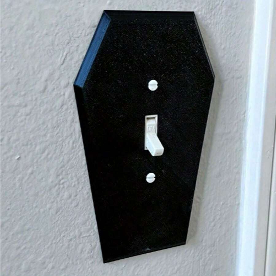 1pc Coffin Light Switch Cover, Single Toggle Switch Plate Home Decor, Spooky Halloween Switch Cover - 黑色 - 查看 1