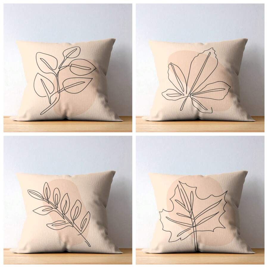 Set Of 4 Decorative Throw Pillows – 43x43 Cm – 100% Polyester – Includes Pillow Covers And Inserts – Soft, Stylish & Comfortable Cushions – MADE IN TURKEY - Coral Pink - View 1