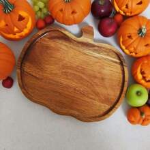 Wooden Pumpkin Tray, Snacks, Candy, Appetizers, Fruit Decorative Tray, Reusable Dessert Plate, Multifunctional Tabletop Display Tray, Wooden Cheese Board, Suitable For Desserts, Fruits And Coffee, Elegant Halloween, Thanksgiving, Christmas, Easter Serving Platter, Home Decor Gift Idea, Suitable For Home, Kitchen, Party, Wedding And Holiday Gifts