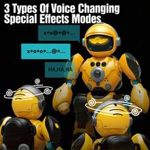 Inteligentna zabawka robot sterowany głosem dla dzieci – interaktywny, programowalny robot AI z czujnikiem gestów, sterowaniem głosowym, 3-klawiszowym pilotem, muzyką, światłami i nagrywaniem, ładowaniem przez USB – edukacyjny prezent STEM dla chłopców i dziewcząt w wieku 3+ lat, prezenty świąteczne i urodzinowe