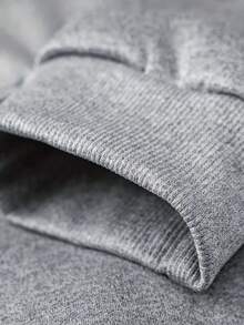 男士连帽羊羔绒卫衣，加厚保暖，运动休闲户外服，男士圣诞礼物，冬季 - 灰色 - 查看 5