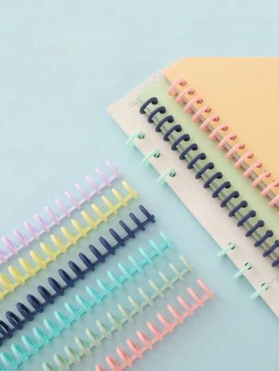 5/10/12pcs A4 Loose-Leaf Document Binding Ring 30-Hole Loose-Leaf Binder Plastic Apron B5 Handbook Loose-Leaf Book Coil Ring Is Detachable, 10/12Color-Mixed Random
