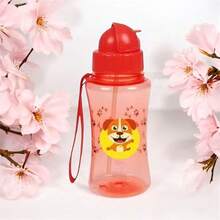 Garrafinha de Água  Infantil - Squeeze Kids Com Canudo Silicone 400Ml Tampa Retrátil - Cachorro - Visão 2