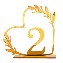 Gold Openwork Heart Table Numbers 1/20Pcs 10x10cm Thickened Base Insertable Number Cards Acrylic No Assembly Required Romantic Luxury Reusable Easy Install DIY For Wedding Anniversary Baby Shower Graduation Wedding Favor Table Centerpiece Home Decor - Multicolor - View 20