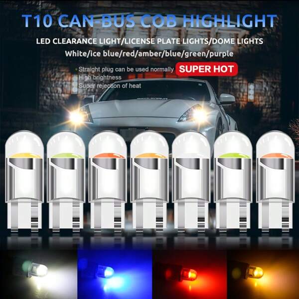 20 piezas de luces T10 para automóviles COB 12V para luces de neón de alta luminosidad en automóviles, luces de lectura en automóviles, mechas LED de alta luminosidad con cableado sencillo para múltiples modelos de vehículos