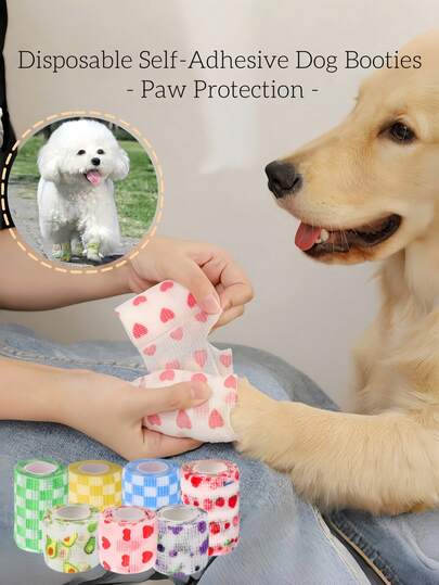 Self-Gripping Pet Booties For Outdoor Protection - Reusable Paw Clean Sleeves For Dogs & Cats | Dirt-Proof Traction Grip, No Hair Residue Waterproof Wrap (Easy Walk)
