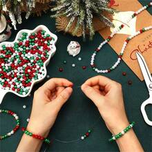 100/300/500pcs 6mm Acrylic Red, Green, And White Christmas Beads, Used For Jewelry Making DIY Round Beads, Perfect For Holiday Parties, Christmas Themed Decorations, Necklaces, Bracelets, Earrings, And DIY Decoration Kits To Decorate Beads