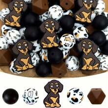 5/25pcs Cute 3D Puppy Silicone Beads DIY Jewelry Making - Animal Themed Decorative Pendants With Plaid And Paw Print Patterns, Suitable For Bracelets, Necklaces And Crafts - Puppy Series - View 14