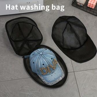 1pc Washing Machine Cap Cleaning Cage, Cap Washer With Mesh Bag, Baseball Cap Cleaning Cap/Cleaning Protection Cage, Suitable For Cleaning Various Hats