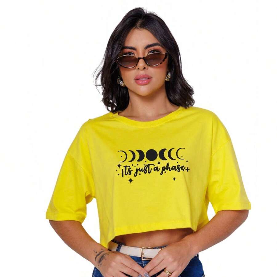 Basic Cropped Cotton Lua Knit - Màu vàng - Xem 1