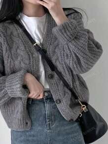 JIANHU Women's Vintage Chunky Knit Cardigan For Fall & Winter - Button Front, Long Sleeve, Perfect For Valentine's Day And Beyond