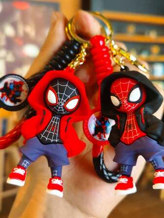  Marvel Spider-Man Doll Keychains Kawaii Anime Key Chain Peter Park Legends Spider Man Superhero Miles Morales Ring Bag Backpack Charm Bag Phone Spidermans Pendant Decoration Accessories Gift (Some Parts May Be Random)(There Will Be Slight Color Difference Between The Pictures Taken Under Different Lighting And The Actual Object)