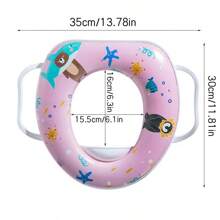 Weiches Kinder-Toilettentrainingsset mit Griffen - abnehmbares Kissen, Cartoon-Design für Jungen & Mädchen