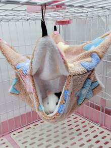 1pc Star Pattern Double-layer Plush Hanging Pet Bed & Sleeping Bag For Small Pets, Suitable For All Seasons