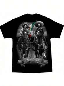 Pancho Villa Revolucion Mexico Chicano Art David Gonzales DGA T-Shirt,  Me - màu đen - Xem 1