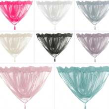 Plain Tasseled Voile Swags All Colours - Net Curtains Voile Swag Valance Pelmet - Charcoal - View 2