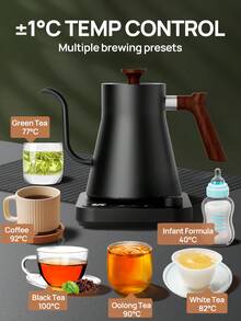 Brutelle 电鹅颈壶咖啡壶恒温电水壶热水锅炉倒茶壶 1200 瓦快速加热电茶壶自动关机一键保温不锈钢材质 900 毫升黑色适用于家庭厨房咖啡角 - 黑色 - 查看 5