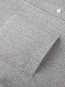 1 szt. męska jasnoszara koszula z długim rękawem i stójką, uniwersalny top biznesowy, dopasowany krój, odporny na zagniecenia, łatwy w pielęgnacji - Jasnoszary - Zobacz 8