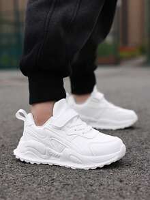 Casual Comfortable Solid Color Low Top Sneakers For Girls, Non-Slip Shock-Absorbing Sport Shoes For All Seasons - White - View 5