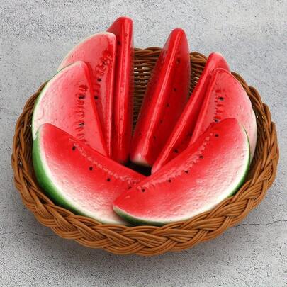 6PCS Fake Watermelon Slice Artificial Fruit Artificial Simulation Party Home Kitchen Decorative Lifelike Festival Wedding Realistic Photographic Prop Model Gifts Birthday Graduation