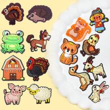 25PCS/SET Farm Animals PVC Shoe Charms, Scarecrow Cow Goat Rooster Cartoon Fun Pattern Shoe Decorations Accessories For Holiday Gifts - Black and White - View 2
