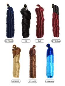 22英吋 1/3件組 合成纖維法式捲髮耐熱接髮片，自然波浪鬆散水波紋，金深藍黑漸層棕多色鉤編編髮接髮，波浪捲編髮適用於女性日常穿搭與節日派對 - 彩色 - 查看 3