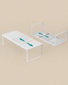 Scaffale Portaspezie, Estensibile, Organizzatore da Cucina, Scaffale da Cucina Piccolo, Organizzatore per Armadio, Metallo, Organizzatore da Tavolo, Scarpiera, Bianco Opaco - Bianco Opaco - Visualizzare 4