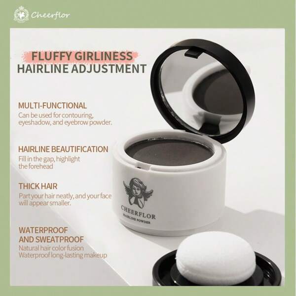 CHEERFLOR مسحوق ظل الشعر السحري من شيرفلور، مسحوق رقيق وناعم لتغطية خط الشعر والجذور، مقاوم للبقع والماء، يوفر تغطية فورية وطبيعية للشعر الخفيف والجذور، حجم محمول متعدد الاستخدامات كمحدد للوجه وظل للعيون والحواجب، يشمل إسفنجة للتطبيق