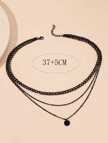 1 pieza Collar de cadena con discos multicapa, adecuado para uso diario - Negro - Ver 2
