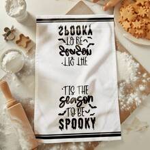 2/4/6/48pcs Ghostly Letter Print Soft Kitchen Towels/Hand Towels, Multi-Purpose, Quick Drying Dish Cloths, Suitable For Kitchen, Celebrations, Weddings, Decorations And More